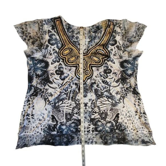 New Directions Weekend Black White Sequin Embellished Wintop Size 1X - Picture 10 of 11